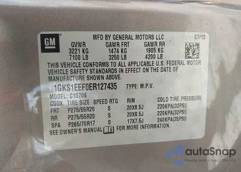 2014 GMC Yukon Denali from USA, damaged, VIN 1GKS1EEF0ER127435